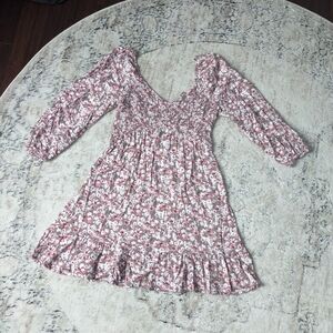 Hollister floral smocked 3/4 sleeve mini dress